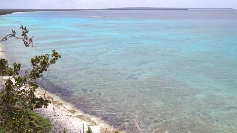 High Angle Panorama of Bahia de las Aguilas Turquoise Coastline and Cliffs Stock Footage 330976234