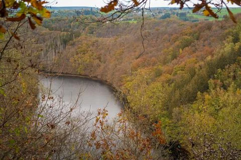 High angle panorama view on the landscape of Parc naturel des deux Ourthes du 写真素材