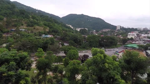 High Angle Panoramic View from Kek Lok Si Temple, George Town, Penang, Malaysia Stock Footage 296069047