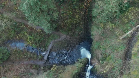 High Angle Of People Looking At A Waterfall Stock Footage 109382381