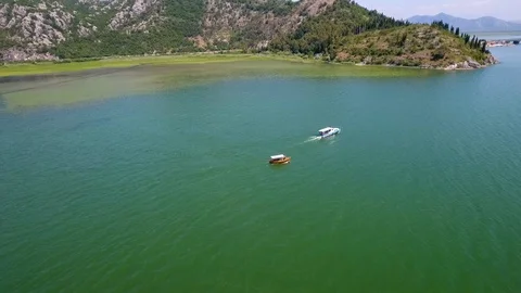 High angle perspective of boats on water Stock Footage 100906176