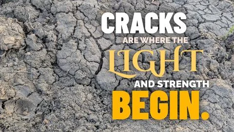 A high angle perspective displays cracked dry soil ground surface showing n.. Stock Photos