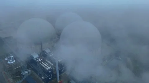 High angle perspective of industrial domes and factory infrastructure 스톡 동영상 328955987