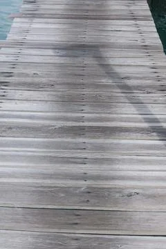 High Angle Perspective of Weathered Wood Boardwalk Texture Fotos Stock