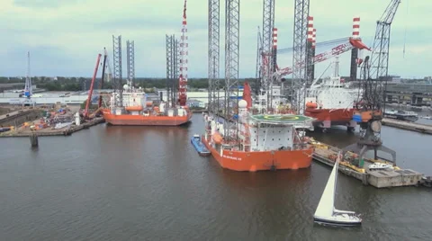 High angle of the Port of Amsterdam Stock Footage 38571103