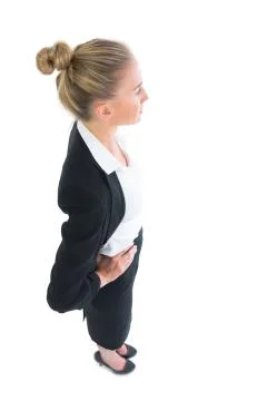 High angle profile view of attractive businesswoman posing Stock Photos