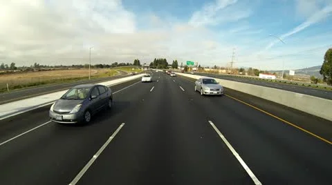 High Angle Rear View Freeway Traffic POV - Hwy 101 Santa Rosa, CA Stock Footage 21310822
