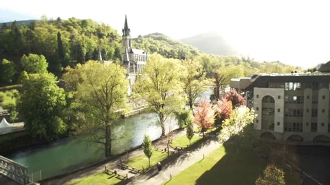 High angle river of Lourdes Video stock 76388210