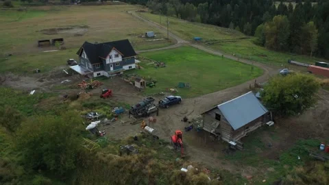 High Angle Rural House Drone Shot Stock Footage 146480112