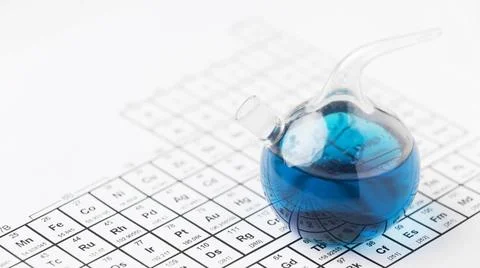 High angle science elements with chemicals composition. High quality photo... Stock Photos