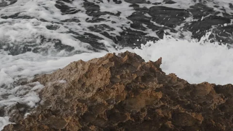 High angle of the seashore on a rocky beach Stock Footage 159864261