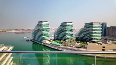 High Angle Serene Al Raha Waterfront View in Abu Dhabi Stock Footage 321933643