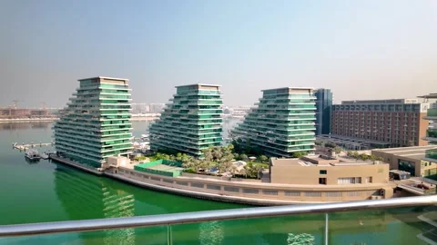 High Angle Serene Al Raha Waterfront View in Abu Dhabi Stock Footage 321933644