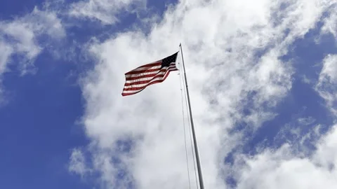 A High Angle Shot of an American Flag Stock Footage 277090389