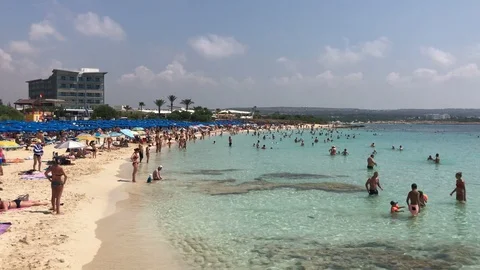 High Angle Shot of A Beach Filled With People Stock Footage 116613610