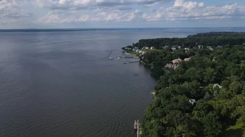 High Angle Shot Of A Border Of A Forest Next To The Ocean Stock Footage 161676609