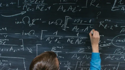 High-Angle Shot of a Brilliant Young Student Writing Mathematical Formula. Stock Footage 86514198