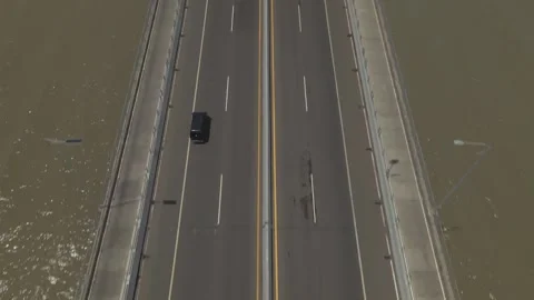 High Angle Shot of Coastal Infrastructure and Road Transportation. Video stock 334763080