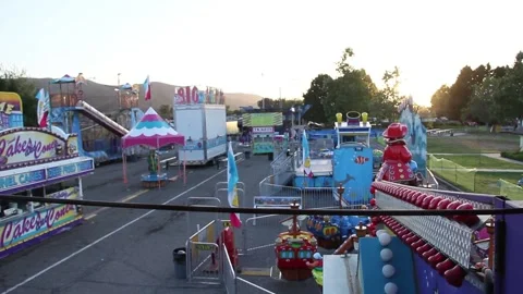 High angle shot of an empty fair Stock Footage 154991662