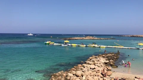 High Angle Shot of Fig Tree Beach in Protaras Stock Footage 91479343