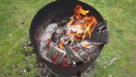 A High-Angle Shot of a Fire in a Barrel Stock Footage 289554571