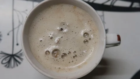 High angle shot of hot coffee cup Stock-Footage 121707116