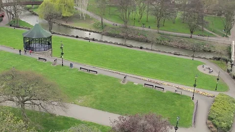 High Angle Shot of a lonely empty park on a gloomy day Video stock 72716726