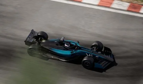 High angle shot of modern generic sports racing car driving fast on a track 스톡 일러스트