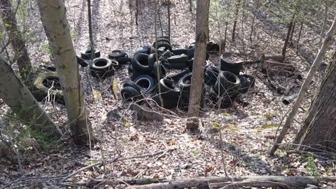 A High Angle Shot of Old Tires Vidéo 187870336