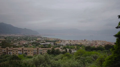 High Angle shot of Palermo from far Stock Footage 88649900