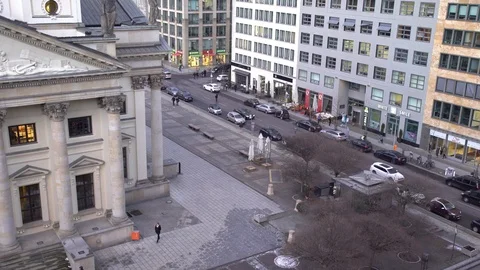 High angle shot of people and cars in the beautiful city of Berlin Stock Footage 87705204