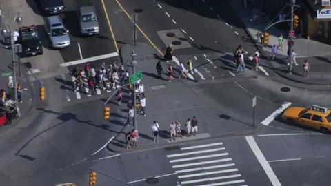 High angle shot of people crossing the street Stock Footage 159908814