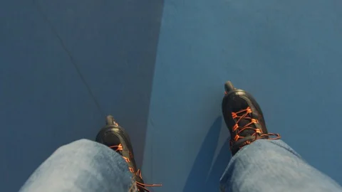 High angle shot of a person roller-skating Stock Footage 100033681