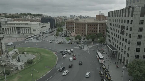 High angle shot at Plaza de España Stock Footage 88179577