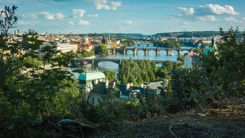 High angle shot of Prague Stock Footage