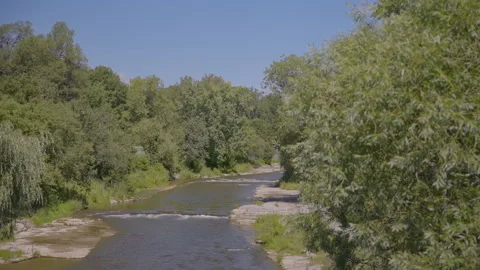 High angle shot of a river surrounded by trees Stock Footage 211878986