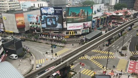 High Angle Shot Roll Up Bukit Bintang Crossing Stock Footage 252203681