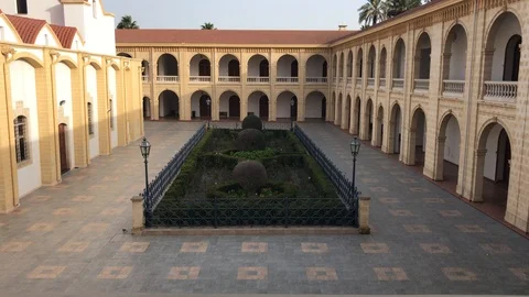 High Angle Shot of Small Garden at Courtyard of a Monastery Stock-Footage 101846027