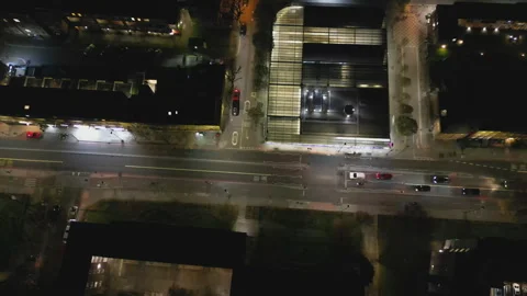 A high angle shot of a street with main road at night. Stock Footage 305729890