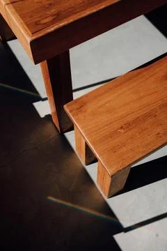 High angle shot of tiny wooden nesting stools Stock Photos