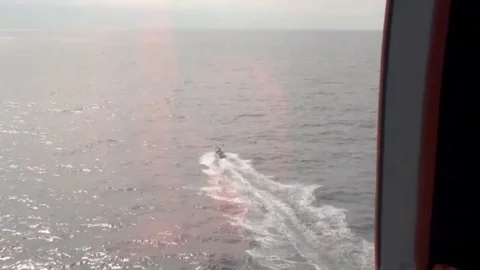 High angle shot of two boats passing the ocean Video stock 101027822