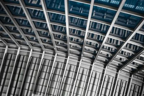 High angle shot of a windows of modern building built from glass and steel Fotos de archivo