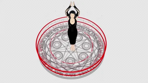 High Angle Shot Of A Witch Summoning Within A Ritual Circle,  Seamless Loop Stock Footage 345268276