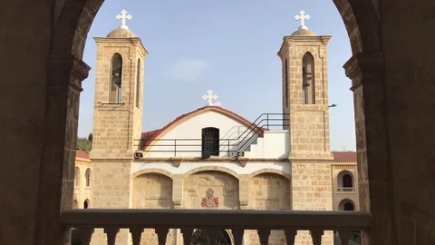 High Angle Shots of the Church inside Metochi Kykkou Monastery in Nicosia Stock-Footage 101847476