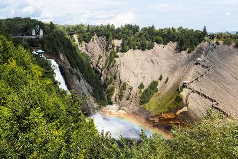 High angle side view of the 83-metre-high Montmorency Fall Stock Photos