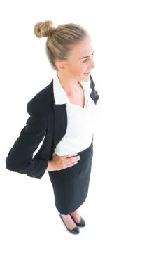 High angle side view of smiling young businesswoman posing Stock Photos