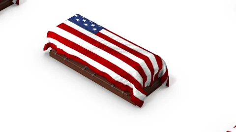 High angle up from single American Coffin revealing many Coffins  Stock Footage 32659815