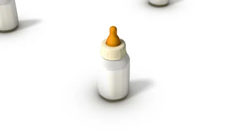 High angle up from a single Baby Bottle revealing many Bottles Stock Footage 31904630