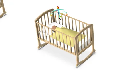  High angle up from single Baby in Crib revealing many Stock Footage 35793002