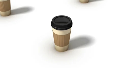 High angle up from single coffee cup revealing many 스톡 동영상 29895504